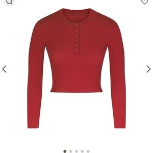 Skims cotton rib long sleeve Henley